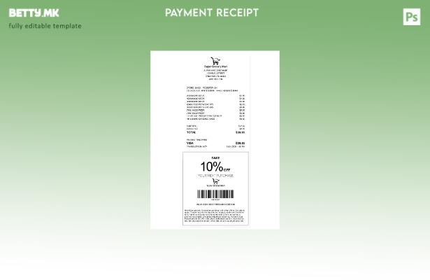 Модерен стил на шаблон за потврда за плаќање Super Grocery Mart